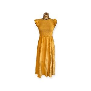 Zesica mustard maxi dress stretch small new